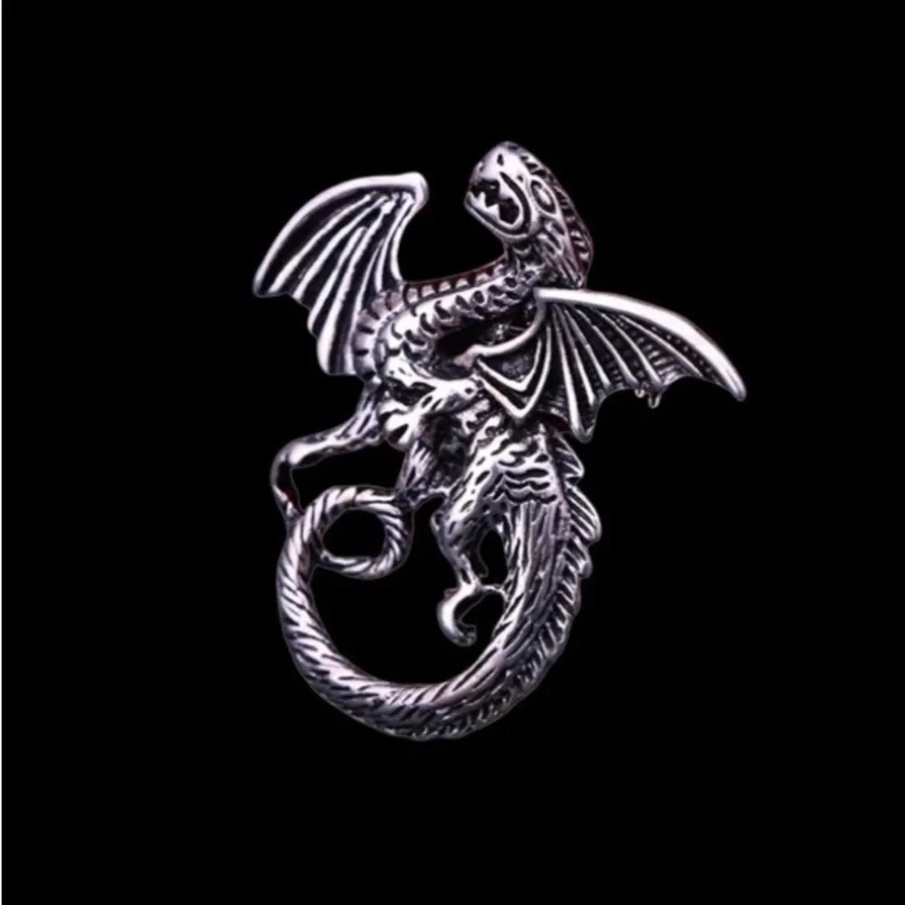 Crystal Rhinestone Dragon Suit Lapel Pin Badge for Men Accessories Jewelry